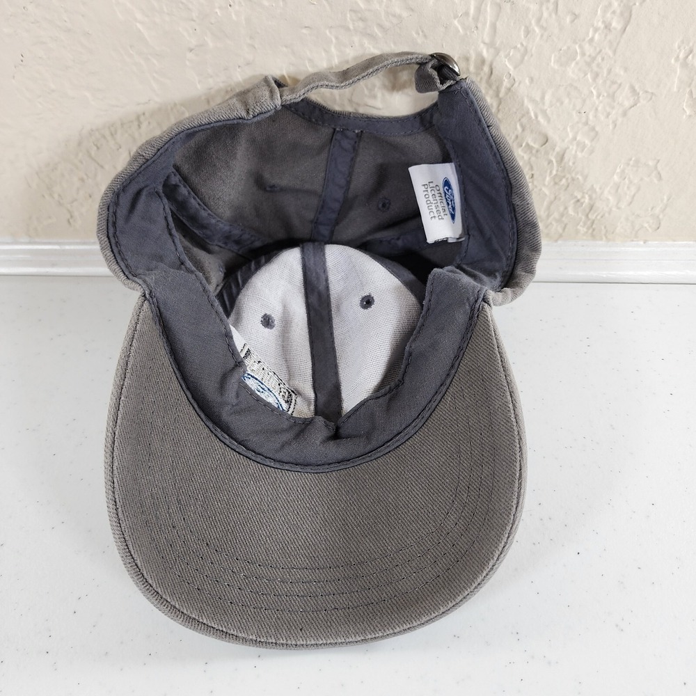 Built Ford Tough Logo Gray Adjustable Hat Vintage Dad Mom Workwear - Picture 8 of 10